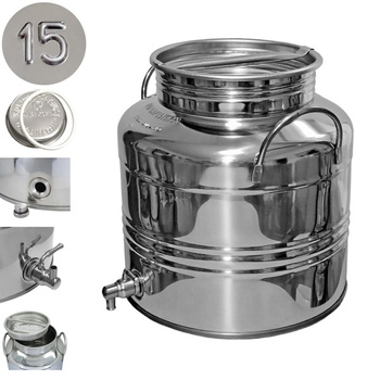 Beczka ze stali inox bańka 15l z kranem Italia