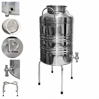 Beczka ze stali inox 12l z kranem i podstawką