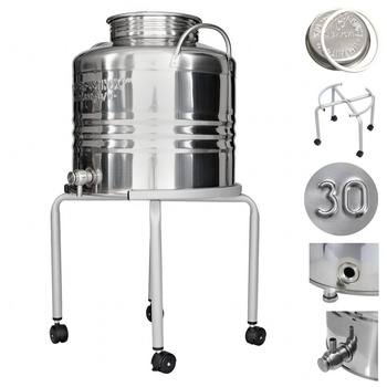 Bańka na alkohol 30L z kranem Europa i stojakiem