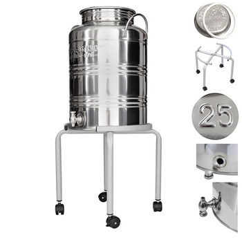 Zbiornik inox 25L z kranem Asia i podstawką