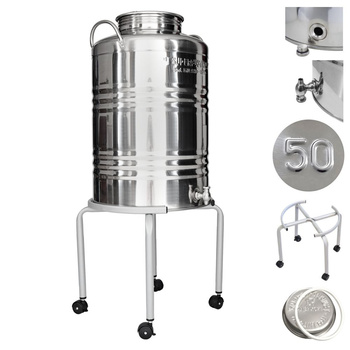 Beczka 50L z kranem inox Asia i podstawką