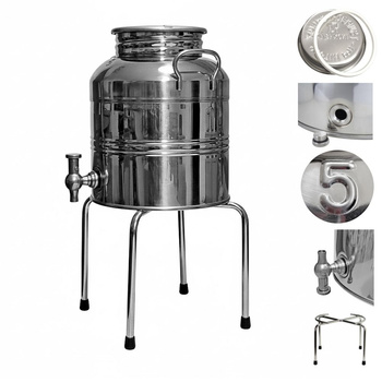 Beczka ze stali inox bańka 5l z kranem i podstawką