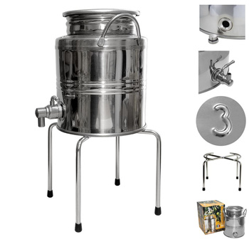 Beczka ze stali inox bańka 3l z kranem i stojakiem