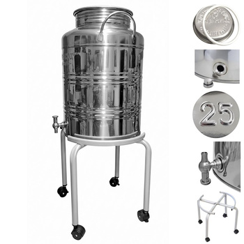 Zbiornik inox 25L z kranem Asia i podstawką