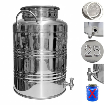 Bańka na oliwę ze stali inox 25l z kranem Asia