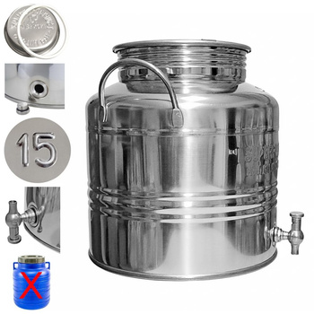 Bańka ze stali inox beczka 15l z kranem Asia