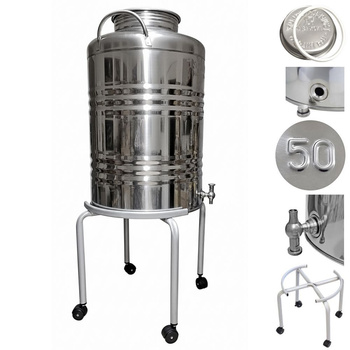 Beczka 50L z kranem inox Asia i podstawką