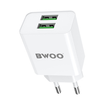 Ładowarka sieciowa USB 2 porty 2,4A biała