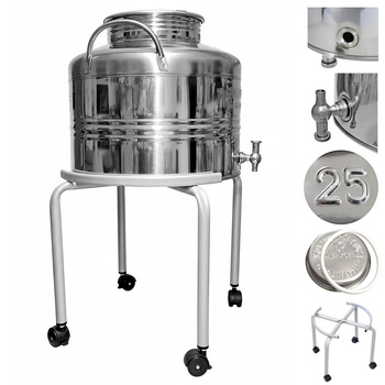 Beczka na wino 25L z kranem Asia i stojakiem