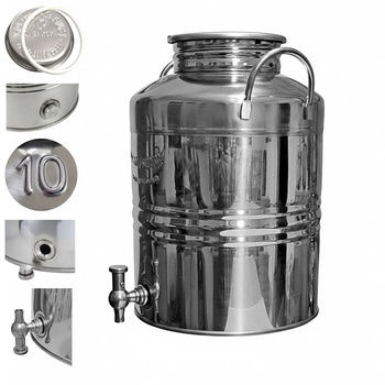 Bańka ze stali inox beczka 10l z kranem Asia