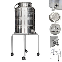 Pojemnik inox 25L z kranem Italia i podstawką