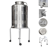 Pojemnik inox 50L z kranem Italia i podstawką